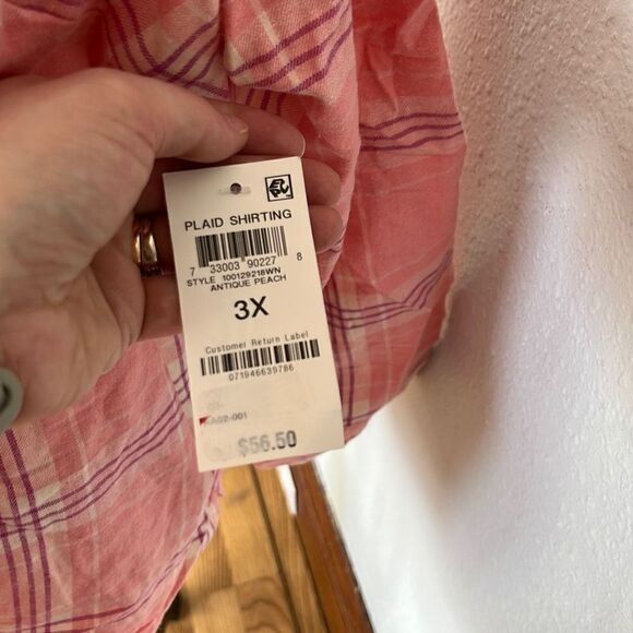 Style & Co Womens Shirt Button Down Long Sleeve Plaid Pink Size 3X NWT - Picture 6 of 11